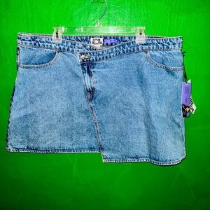 The Future Collective by Kahlana Barfield Brown denim mini skirt